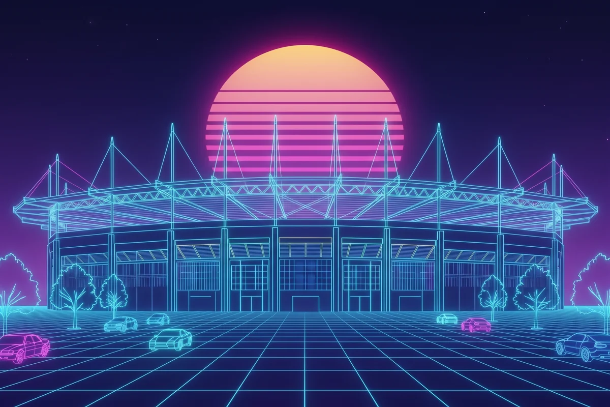 Neon-Illustration des Volksparkstadions in Hamburg